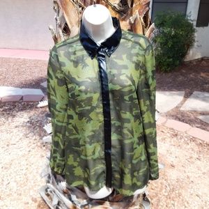 Sheer Camo Blouse Size L